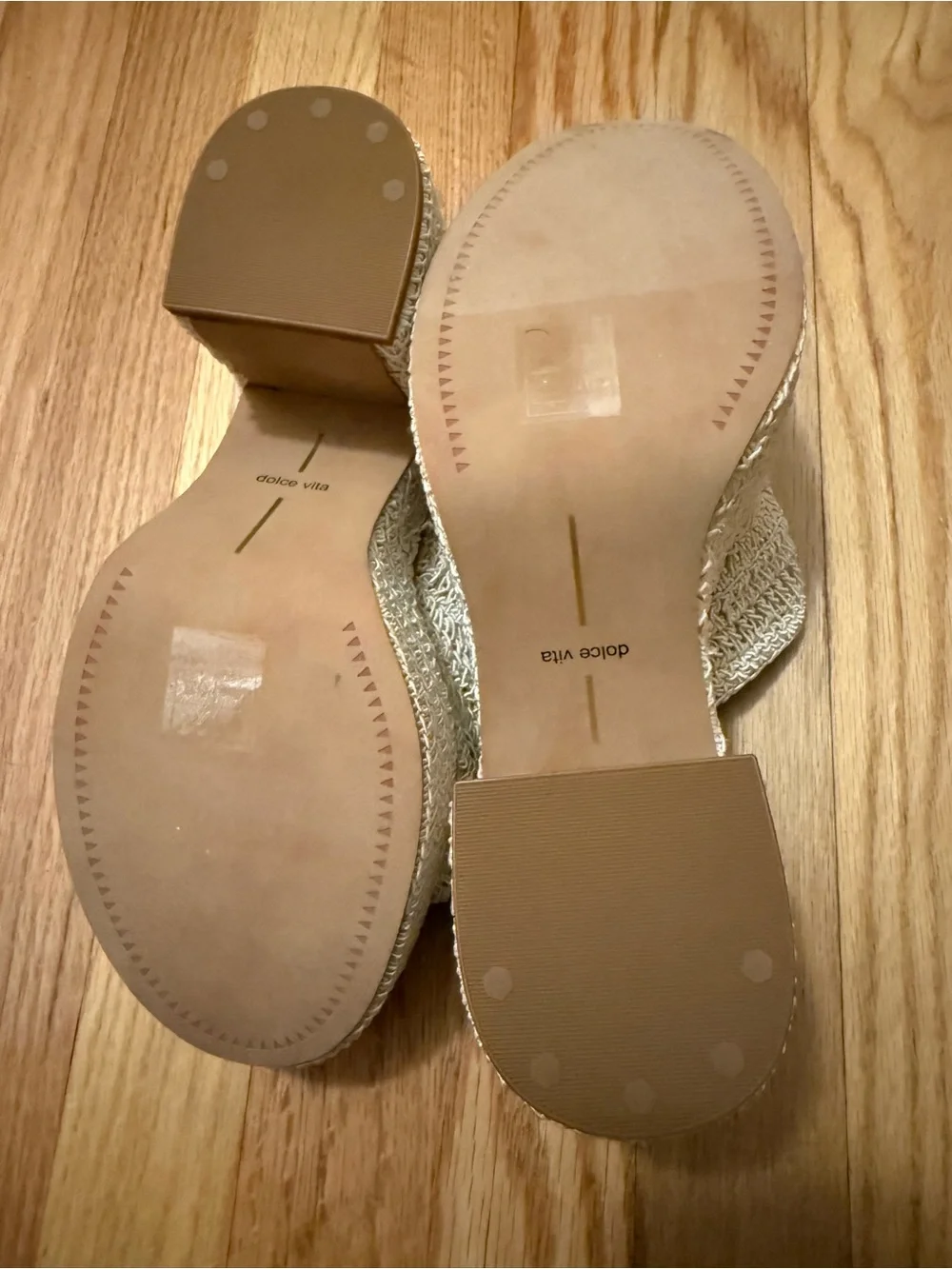 Dolce Vita Beige Woven Platform Mule Sandals
